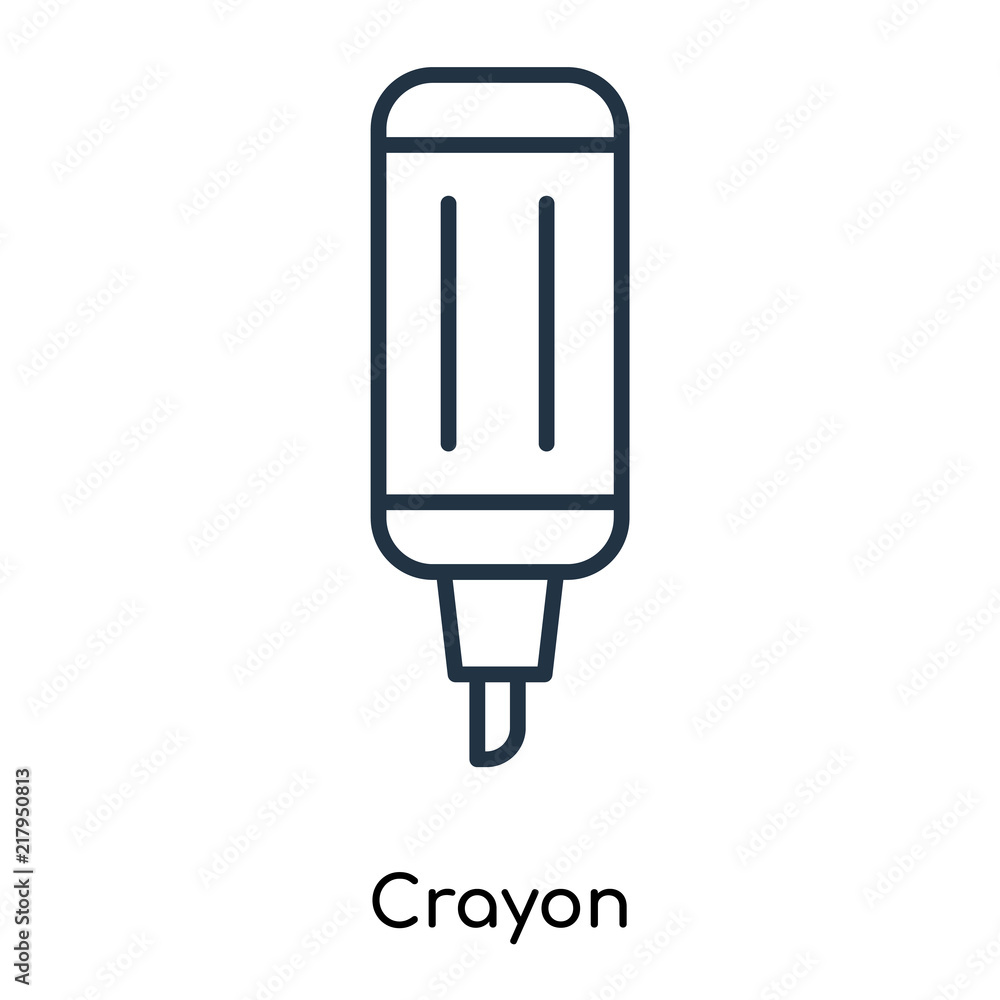 Crayon icon vector isolated on white background, Crayon sign , thin symbols or lined elements in outline style Crayon icon vector isolated on white background, Crayon sign , thin symbols or lined elements in outline style