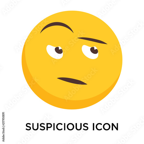 Suspicious icon vector isolated on white background, Suspicious sign