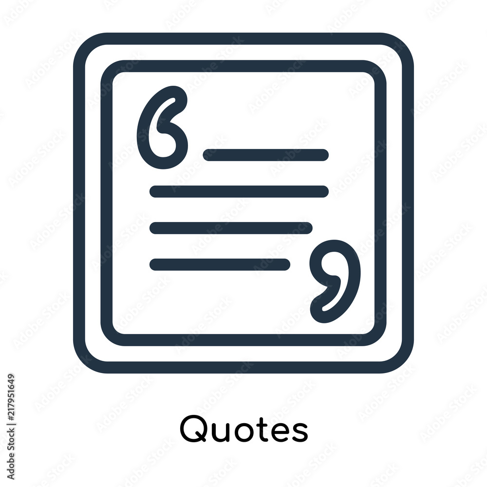 Quotes icon vector isolated on white background, Quotes sign , line symbols  or linear logo design in outline style Stock Vector | Adobe Stock