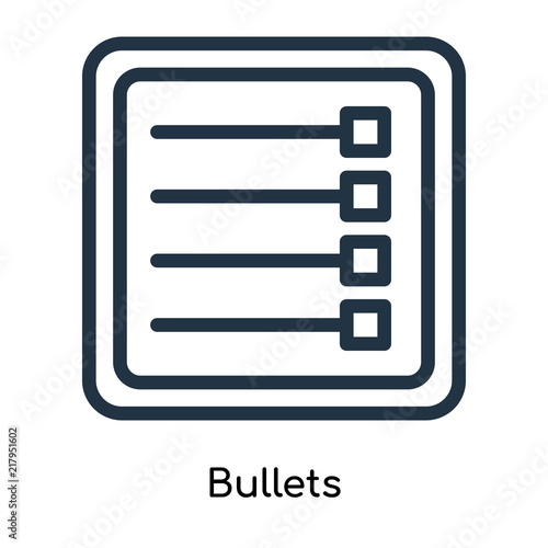 Bullets icon vector isolated on white background, Bullets sign , line symbols or linear logo design in outline style © Pro Vector Stock