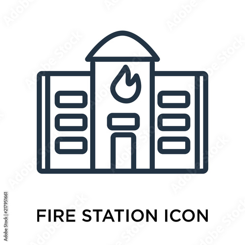 Fire station icon vector isolated on white background, Fire station sign , thin elements or linear logo design in outline style