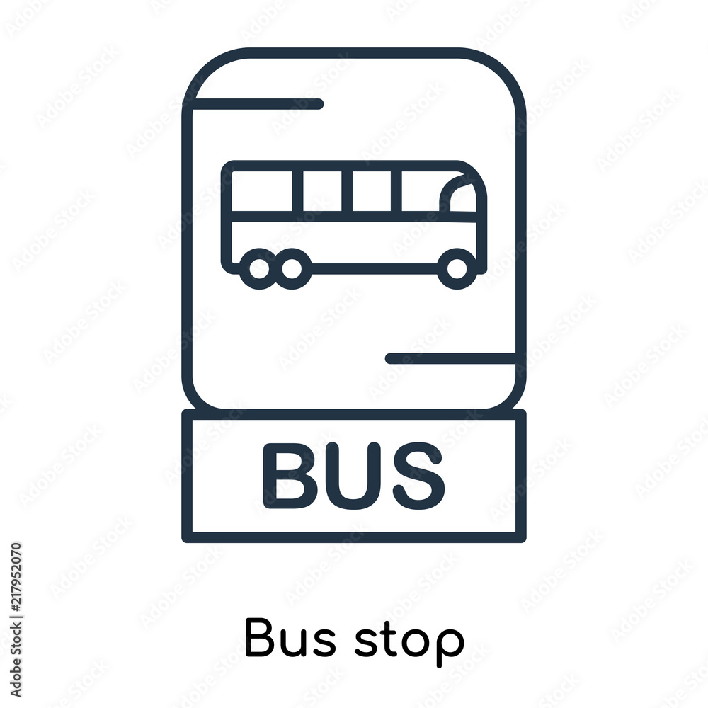 Bus stop icon vector isolated on white background, Bus stop sign , thin symbols or lined elements in outline style Bus stop icon vector isolated on white background, Bus stop sign , thin symbols or lined elements in outline style