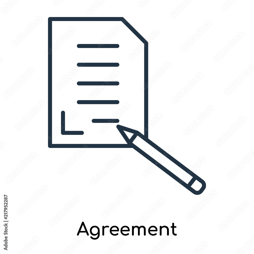 Agreement icon vector isolated on white background, Agreement sign , thin symbols or lined elements in outline style Agreement icon vector isolated on white background, Agreement sign , thin symbols or lined elements in outline style