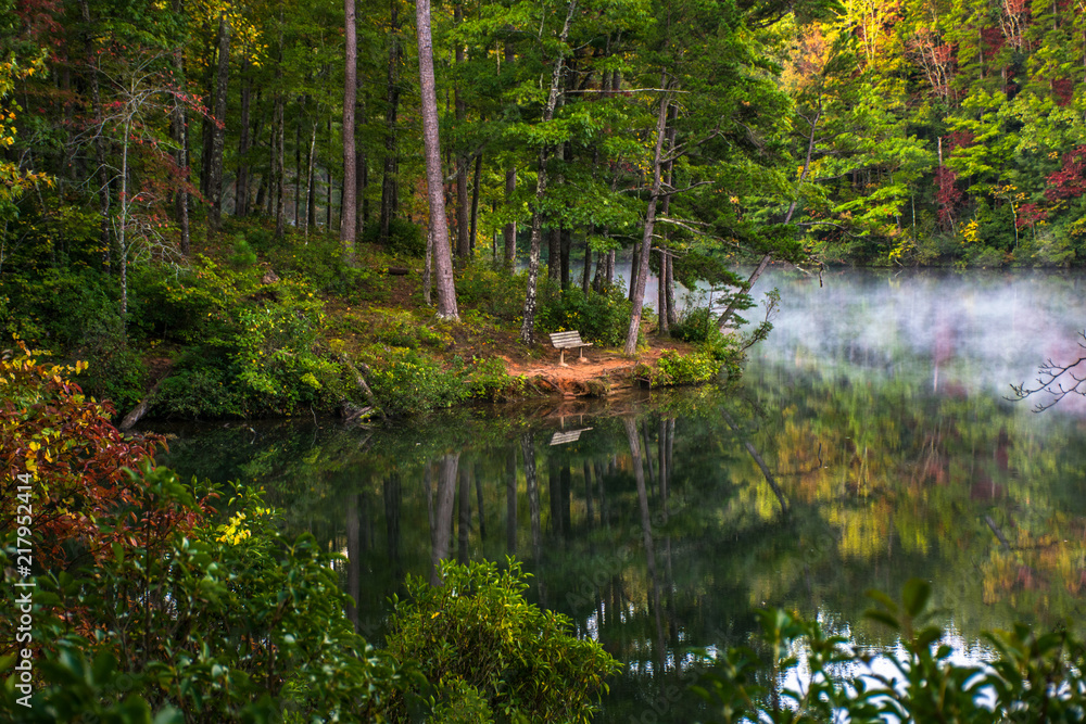 Pinnacle Lake in Table Rock State Park near Greenville, South Carolina, USA.