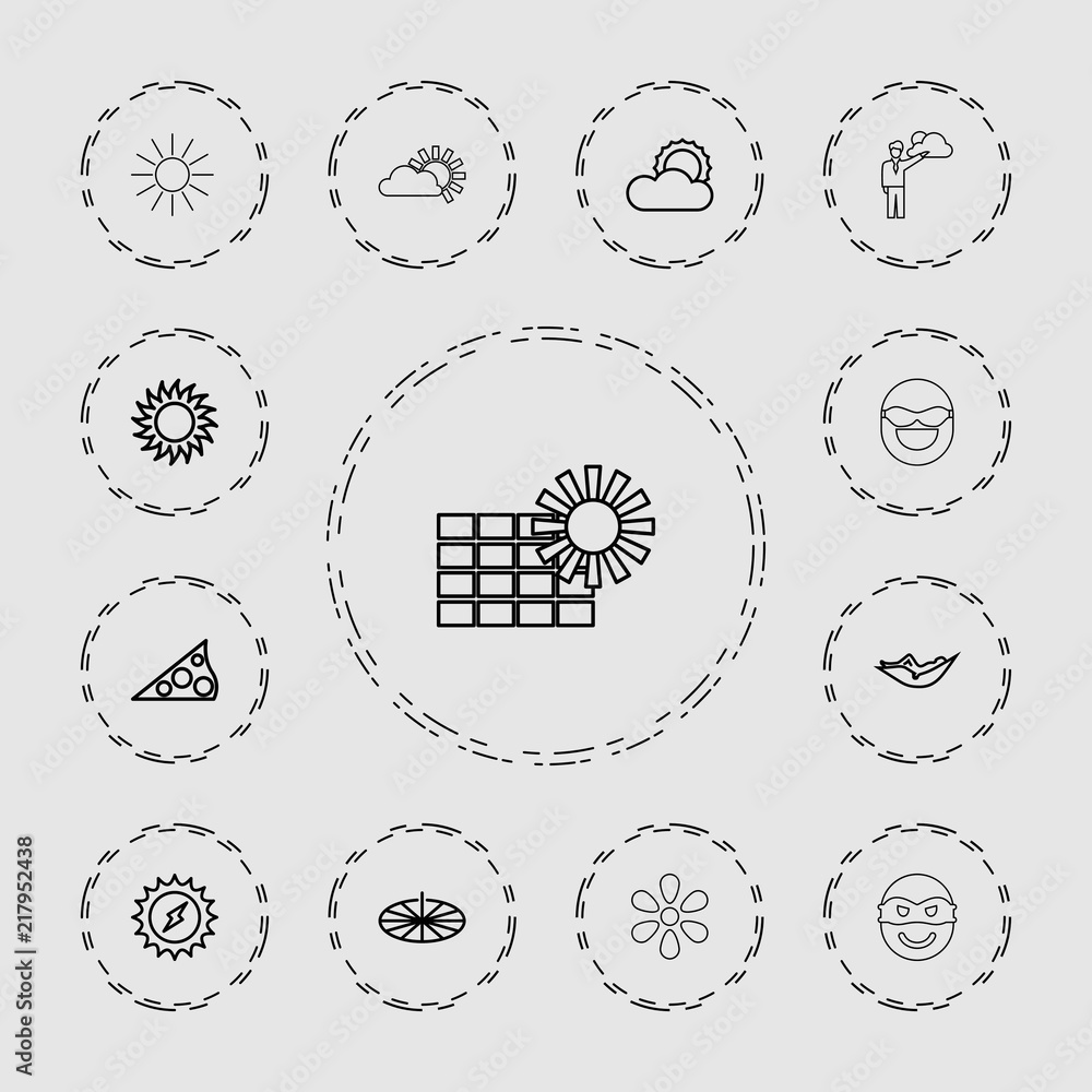 Collection of 13 sun outline icons