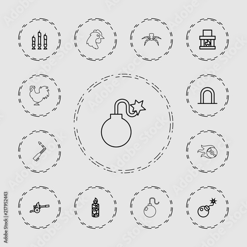 Collection of 13 fire outline icons