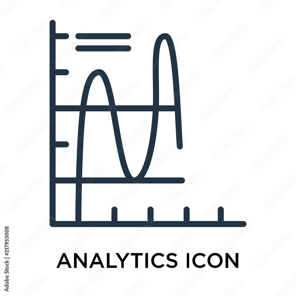 Analytics icon vector isolated on white background, Analytics sign , thin data symbols or linear machine learning design in outline style Analytics icon vector isolated on white background, Analytics sign , thin data symbols or linear machine learning design in outline style
