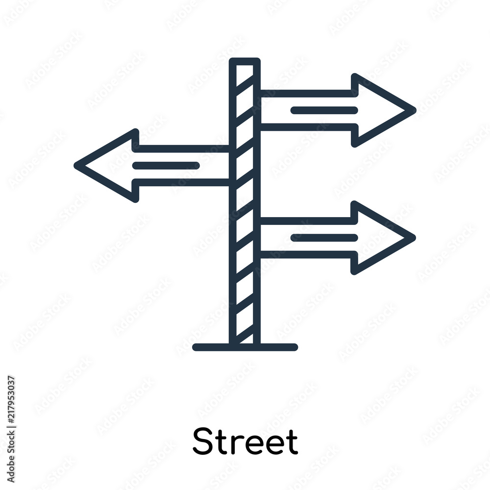 Street sign icon vector isolated on white background, Street sign sign , thin symbols or lined elements in outline style Street sign icon vector isolated on white background, Street sign sign , thin symbols or lined elements in outline style