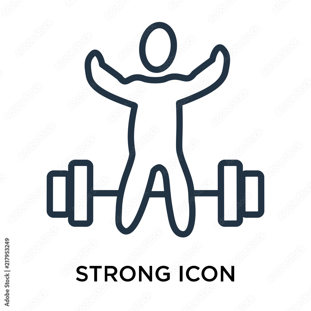 Strong icon vector isolated on white background, Strong sign , thin elements or linear logo design in outline style Strong icon vector isolated on white background, Strong sign , thin elements or linear logo design in outline style
