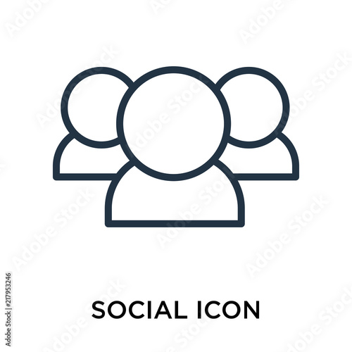 Social icon vector isolated on white background, Social sign , thin symbol or stroke element design in outline style