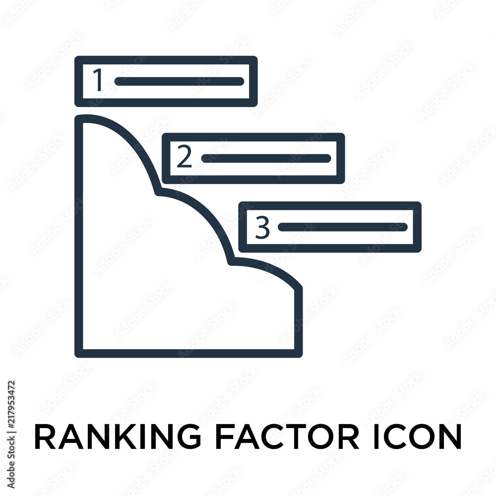 Ranking factor icon vector isolated on white background, Ranking factor sign , thin symbol or stroke element design in outline style Ranking factor icon vector isolated on white background, Ranking factor sign , thin symbol or stroke element design in outline style