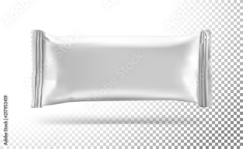Flow pack with realistic shadows isolated on transparent background. Vector illustration ready for your design. EPS10.