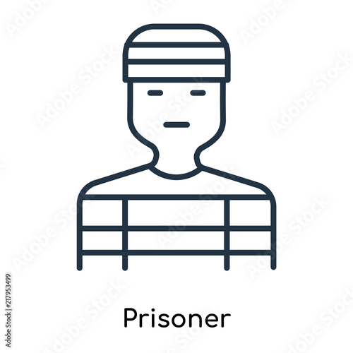 Prisoner icon vector isolated on white background, Prisoner sign , thin symbols or lined elements in outline style