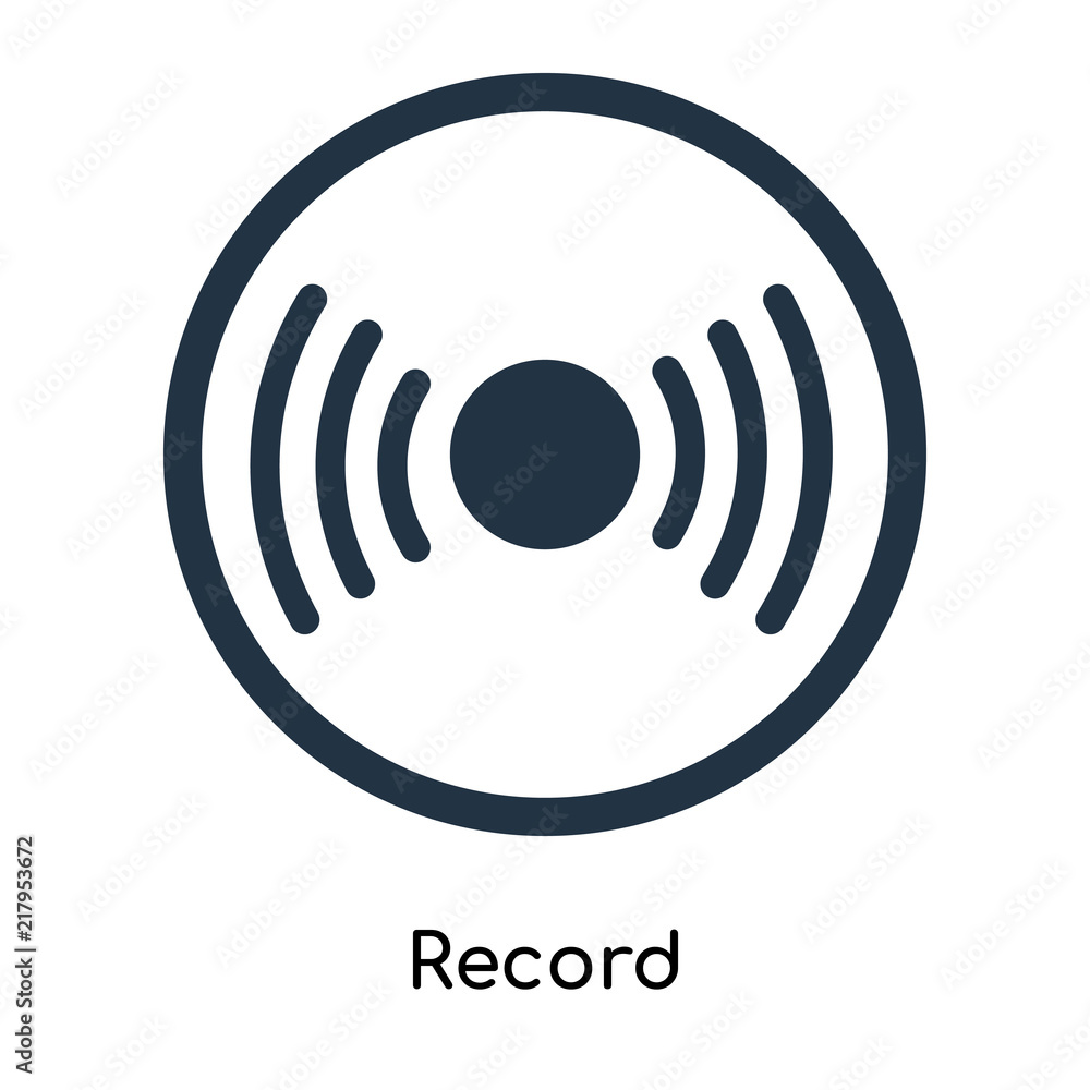 Record icon vector isolated on white background, Record sign Record icon vector isolated on white background, Record sign