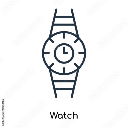 Watch icon vector isolated on white background, Watch sign , thin symbols or lined elements in outline style