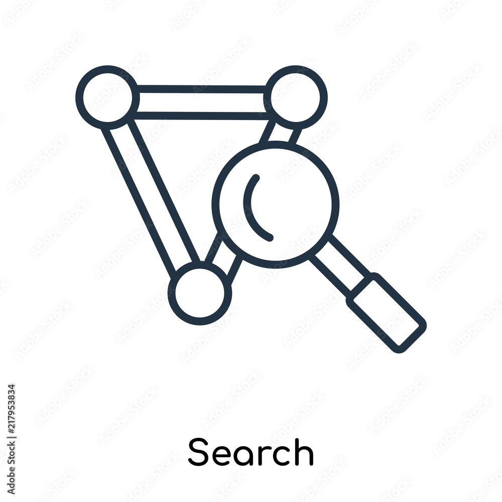 Search icon vector isolated on white background, Search sign , thin symbols or lined elements in outline style Search icon vector isolated on white background, Search sign , thin symbols or lined elements in outline style