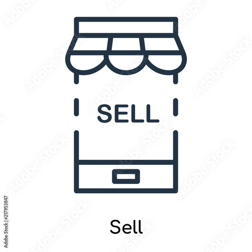 Sell icon vector isolated on white background, Sell sign , thin symbols or lined elements in outline style