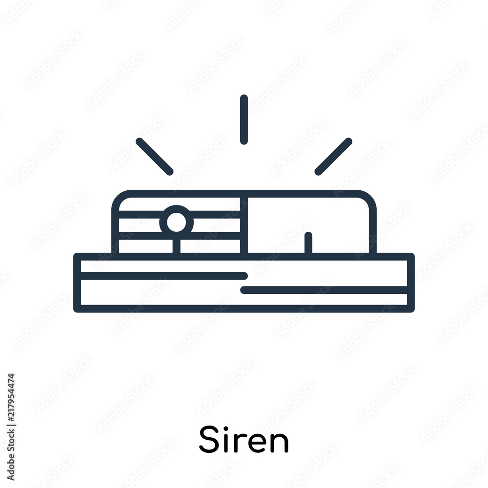 Siren icon vector isolated on white background, Siren sign , thin symbols or lined elements in outline style Siren icon vector isolated on white background, Siren sign , thin symbols or lined elements in outline style