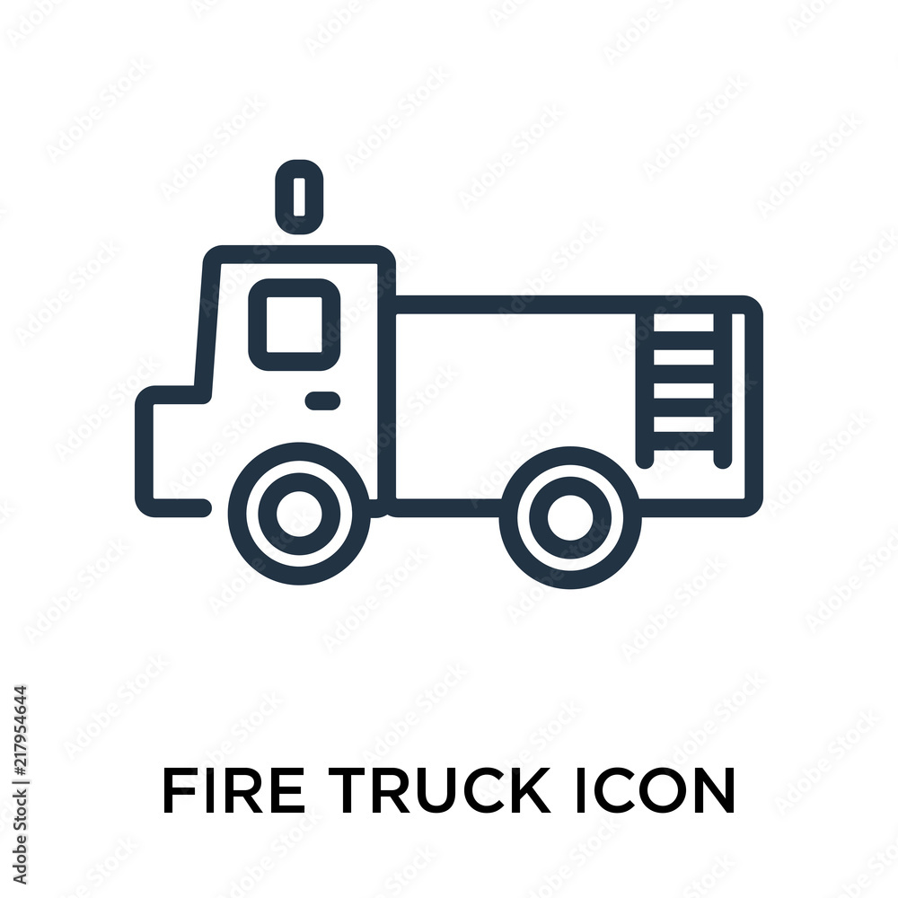 Fire truck icon vector isolated on white background, Fire truck sign , thin elements or linear logo design in outline style Fire truck icon vector isolated on white background, Fire truck sign , thin elements or linear logo design in outline style
