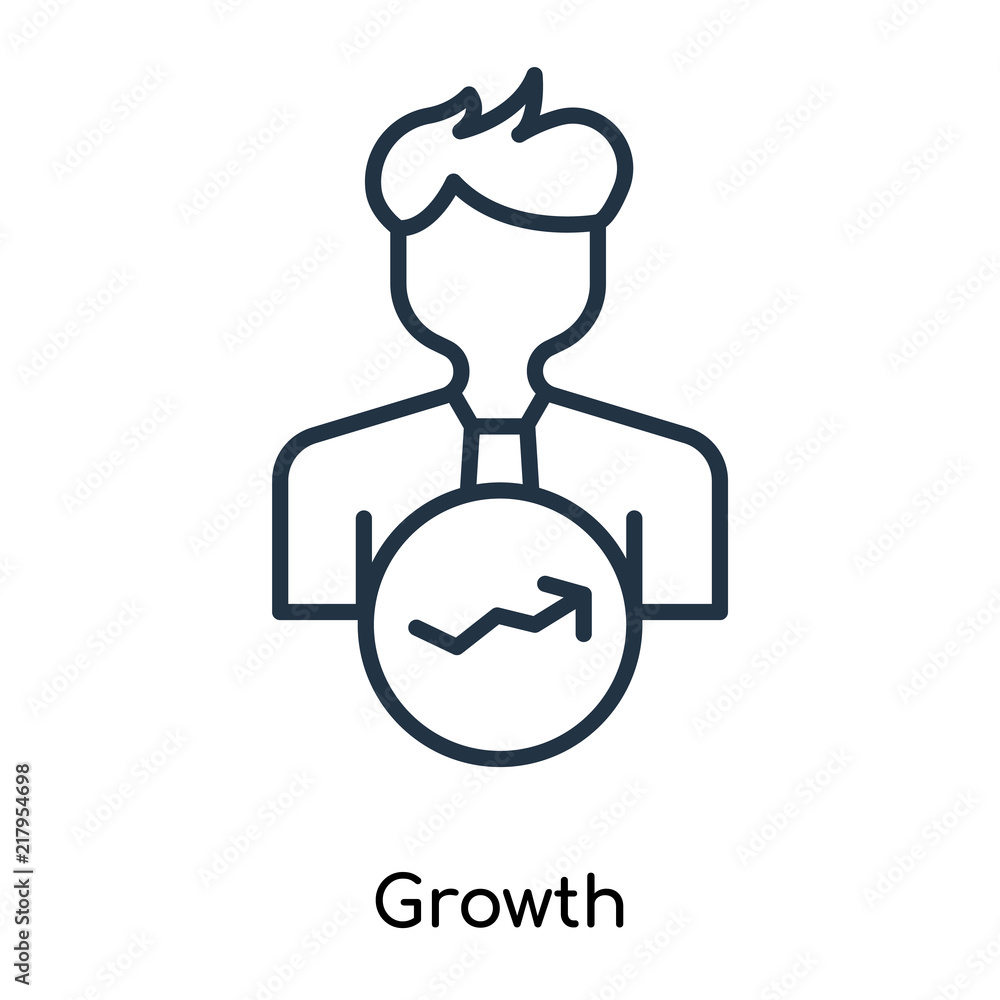 Obraz premium Growth icon vector isolated on white background, Growth sign , thin symbols or lined elements in outline style