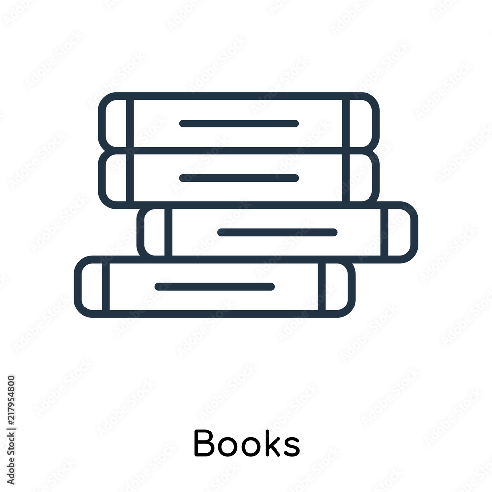 Books icon vector isolated on white background, Books sign , thin symbols or lined elements in outline style Books icon vector isolated on white background, Books sign , thin symbols or lined elements in outline style
