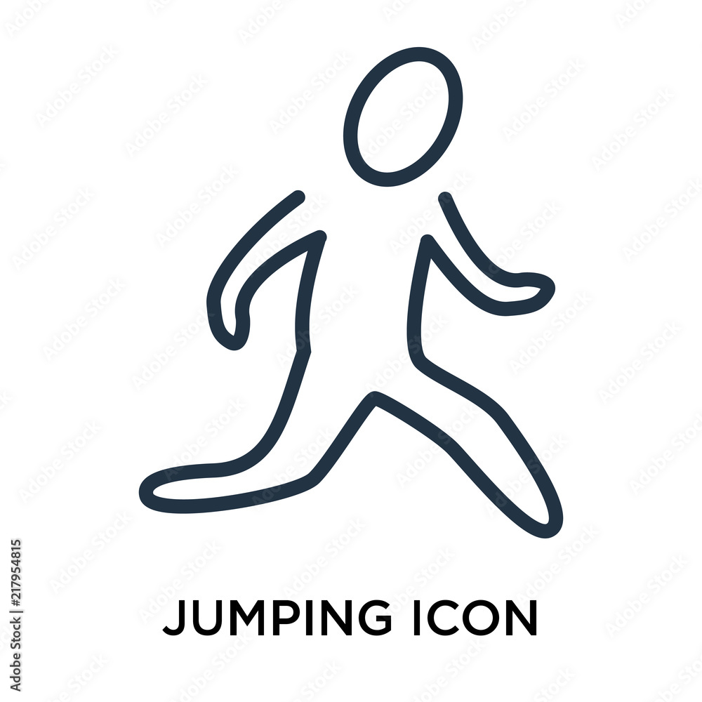 Jumping icon vector isolated on white background, Jumping sign , thin elements or linear logo design in outline style Jumping icon vector isolated on white background, Jumping sign , thin elements or linear logo design in outline style