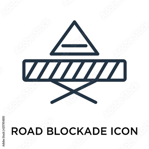 Road blockade icon vector isolated on white background, Road blockade sign , thin elements or linear logo design in outline style