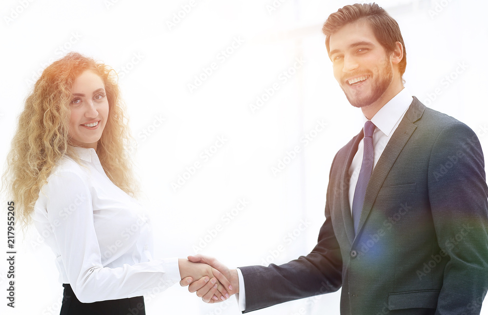 handshake Manager and client on blurred background