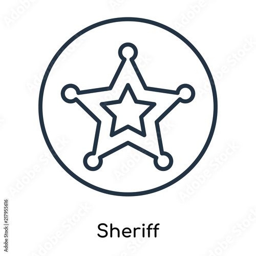 Sheriff icon vector isolated on white background, Sheriff sign , thin symbols or lined elements in outline style