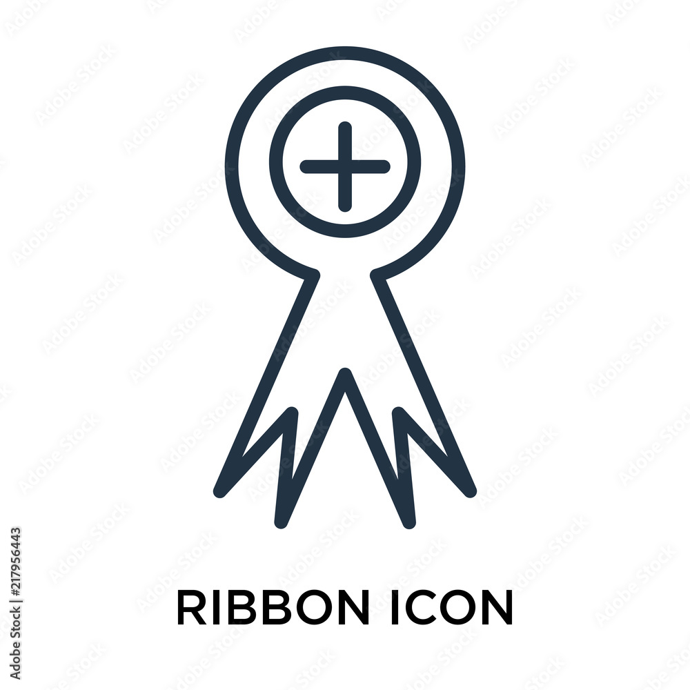 Ribbon icon vector isolated on white background, Ribbon sign , thin elements or linear logo design in outline style Ribbon icon vector isolated on white background, Ribbon sign , thin elements or linear logo design in outline style