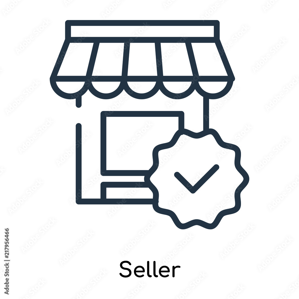 Seller icon vector isolated on white background, Seller sign , thin symbols  or lined elements in outline style Stock Vector