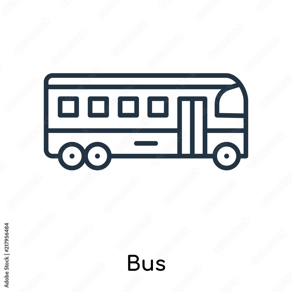 Bus icon vector isolated on white background, Bus sign , thin symbols or lined elements in outline style