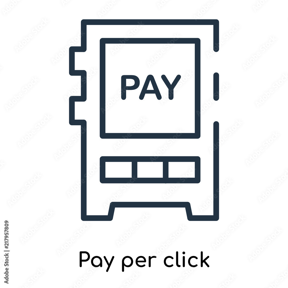 Pay per click icon vector isolated on white background, Pay per click sign , thin symbols or lined elements in outline style Pay per click icon vector isolated on white background, Pay per click sign , thin symbols or lined elements in outline style