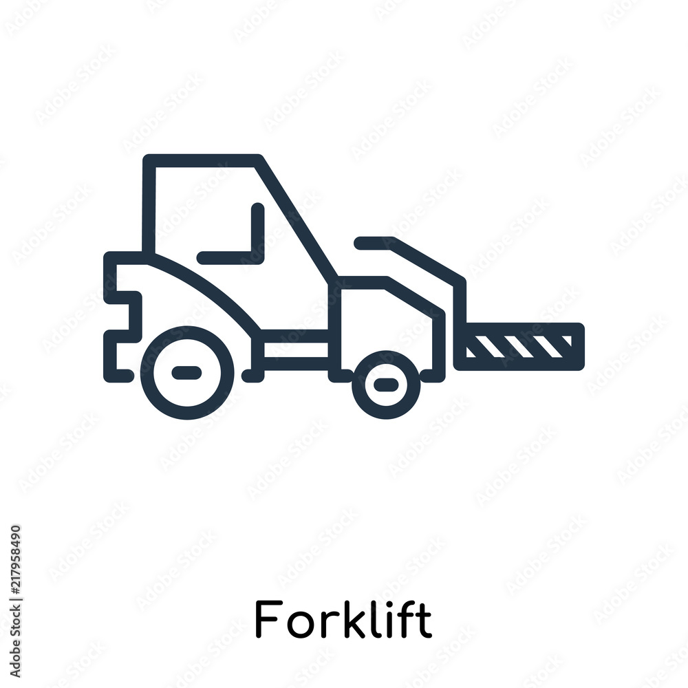 Forklift icon vector isolated on white background, Forklift sign , thin symbols or lined elements in outline style Forklift icon vector isolated on white background, Forklift sign , thin symbols or lined elements in outline style