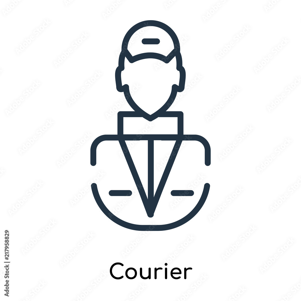 Courier icon vector isolated on white background, Courier sign , thin symbols or lined elements in outline style Courier icon vector isolated on white background, Courier sign , thin symbols or lined elements in outline style