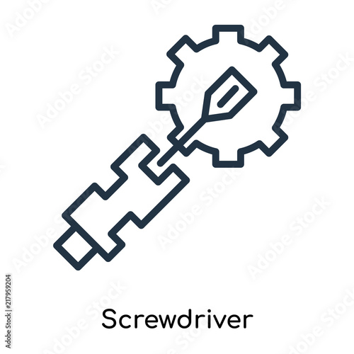 Screwdriver icon vector isolated on white background, Screwdriver sign , thin symbols or lined elements in outline style