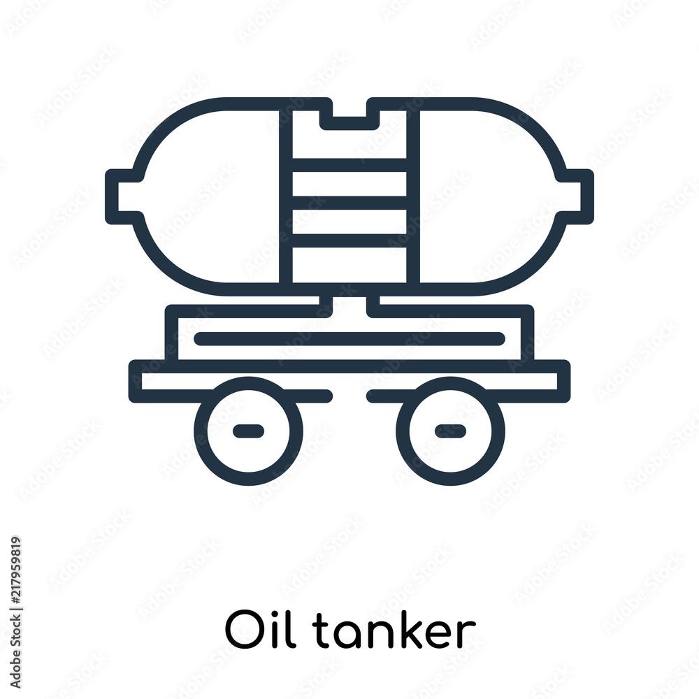 Oil tanker icon vector isolated on white background, Oil tanker sign , thin symbols or lined elements in outline style Oil tanker icon vector isolated on white background, Oil tanker sign , thin symbols or lined elements in outline style