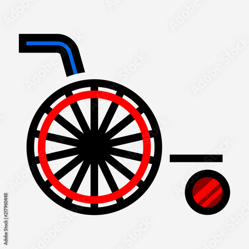Coloured outline wheel chair pixel perfect vector icon