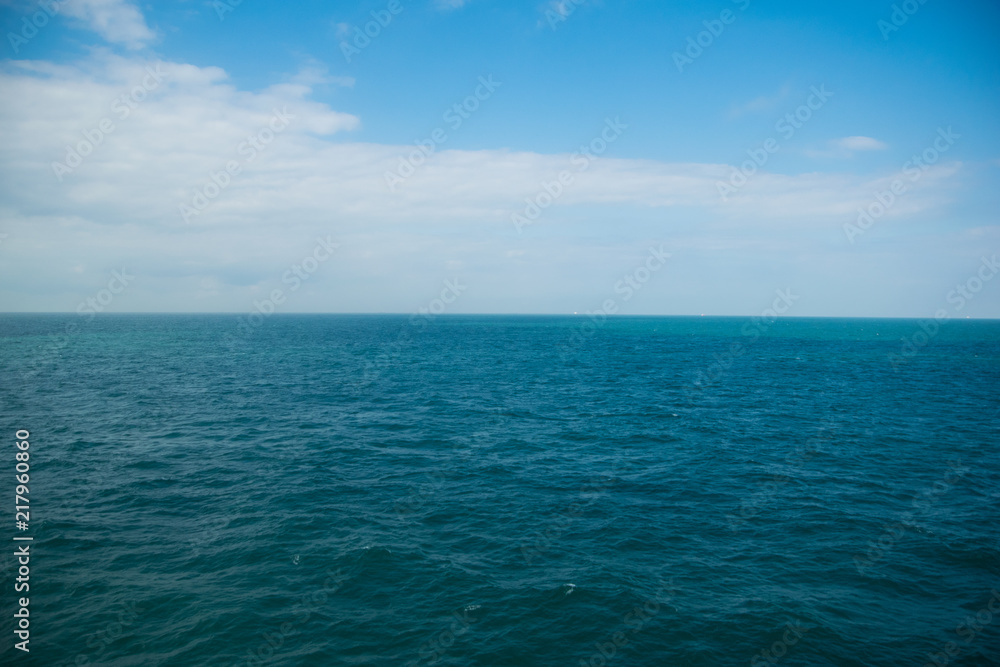 Open sea, blue sky and blue sea only, taken in the English channel