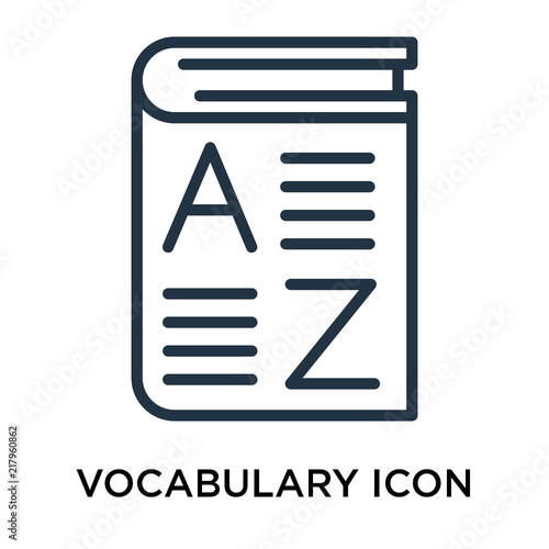 vocabulary icons isolated on white background. Modern and editable vocabulary icon. Simple icon vector illustration.