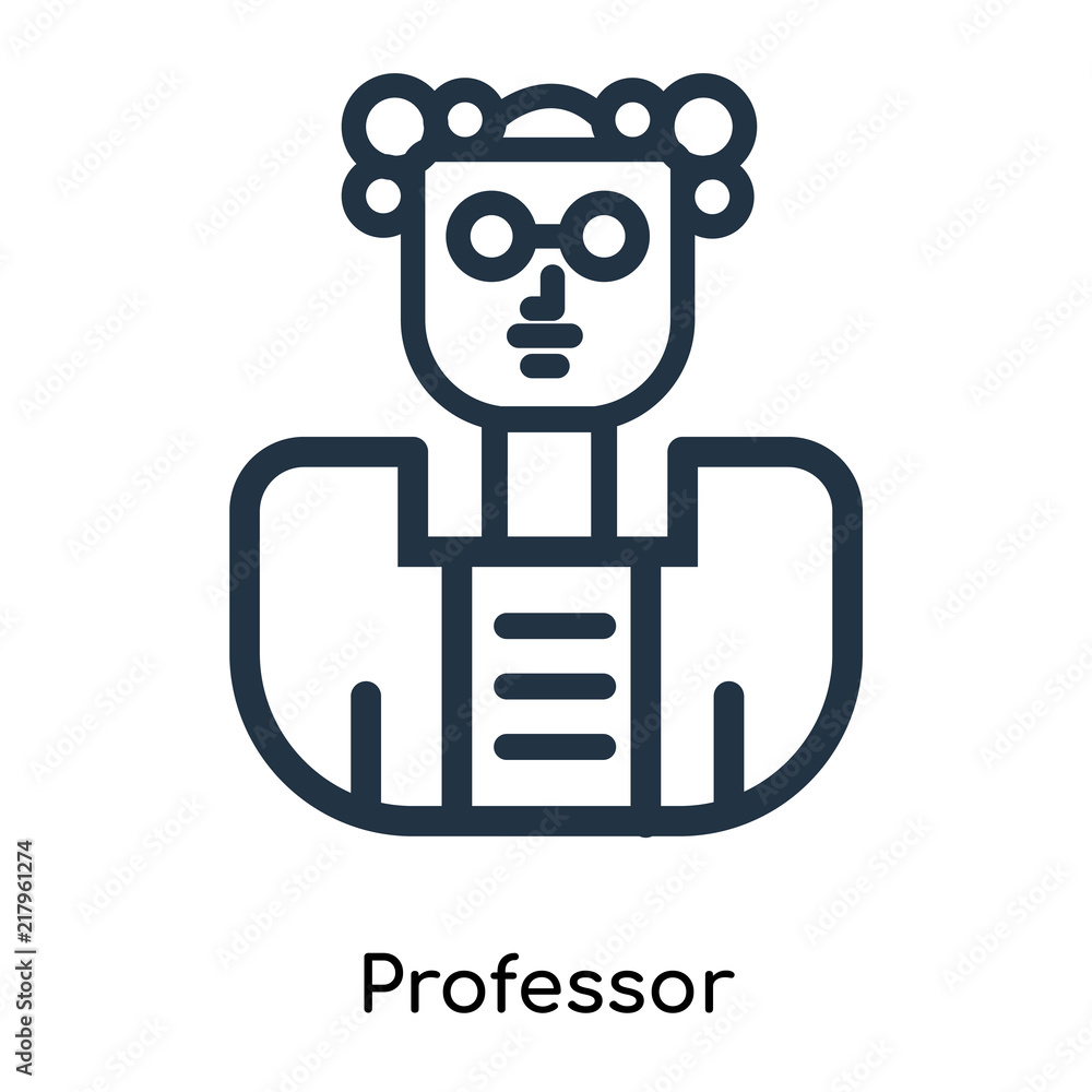 Professor icon vector isolated on white background, Professor sign , thin symbols or lined elements in outline style Professor icon vector isolated on white background, Professor sign , thin symbols or lined elements in outline style