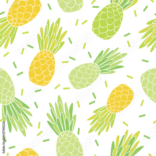Green yellow pineapples repeat pattern design. Great for summer vacation mode...