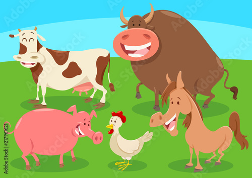 cartoon farm animal characters group