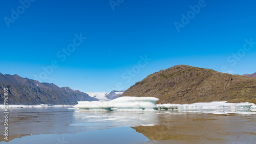 Heinabergsjokull glacier and its Ice lagoon in south Iceland photo