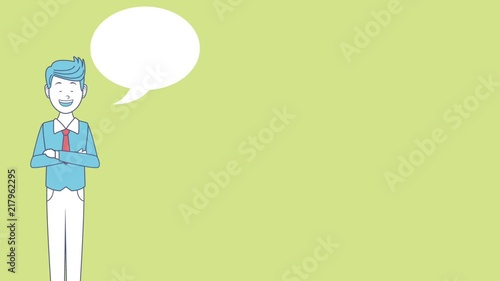 Wallpaper Mural Businessman with arms crossed talking with blank bubble speech high definition colorful animation scenes Torontodigital.ca