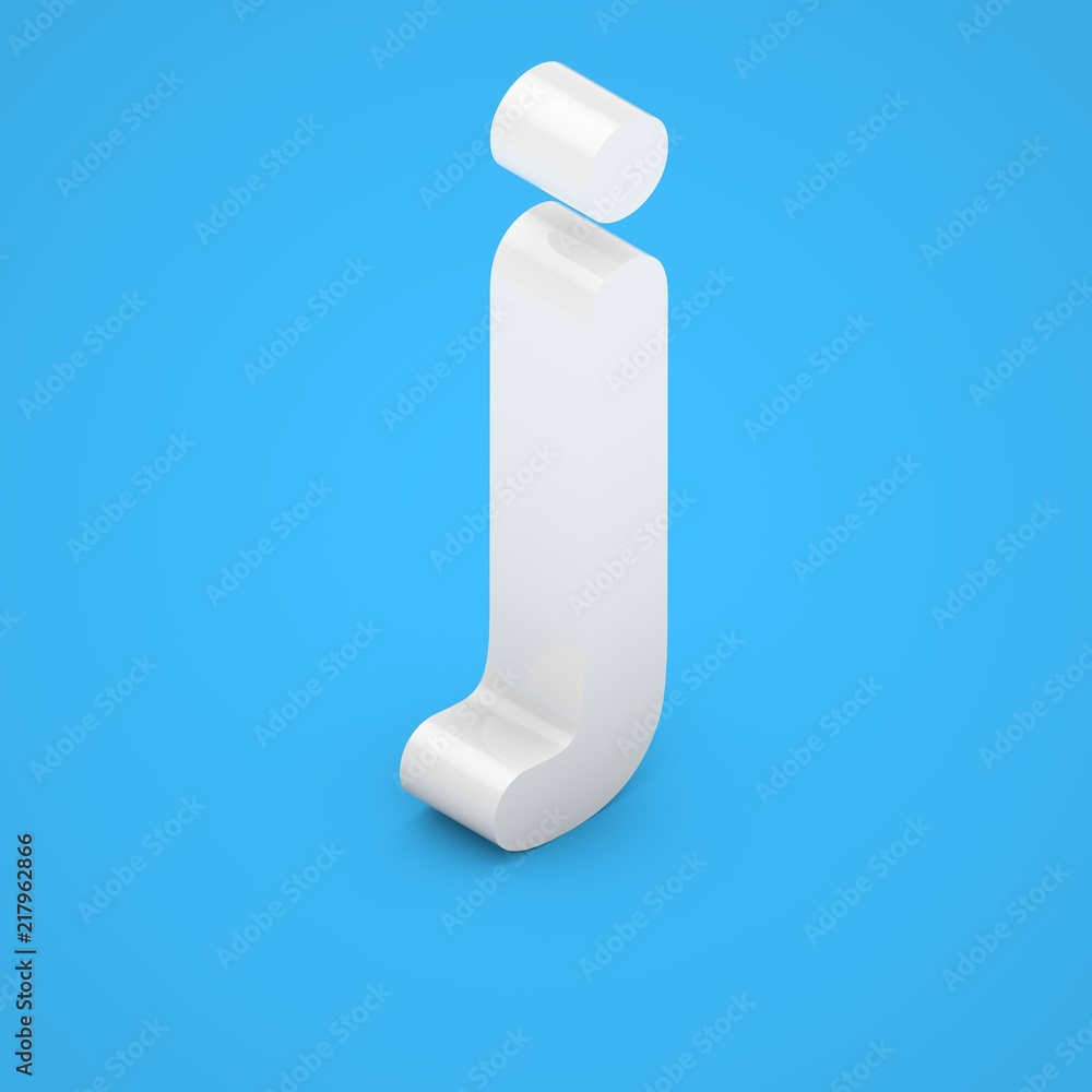 White glossy isometric letter J lowercase isolated on blue background. White glossy isometric letter J lowercase isolated on blue background.