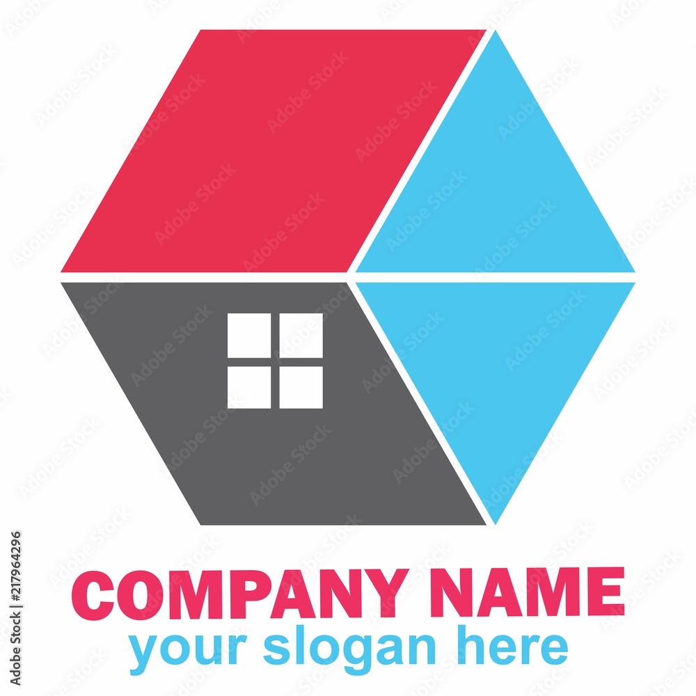 Obraz premium logo home hotel hexagonal architecture