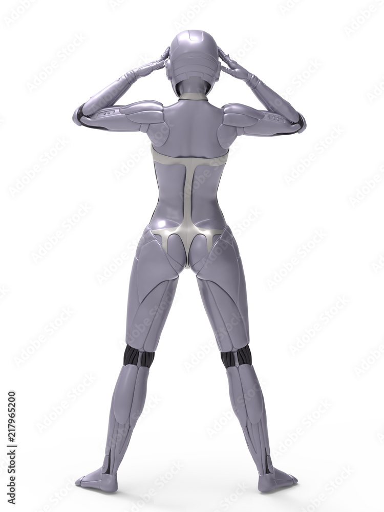 Robotic Cyber Woman is thinking 3D Rendering Robotic Cyber Woman is thinking 3D Rendering
