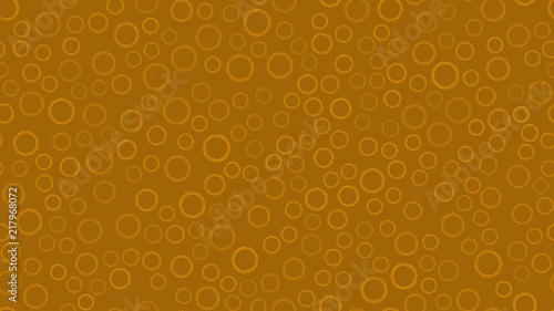 Texture seamless pattern of yellow round abstract carved metal beer caps with sharp edges for clogging beer bottles used in brewing gears on a yellow background. Vector illustration