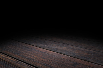 Dark Plank old wood floor texture perspective background for display or montage of product,Mock up template for your design.